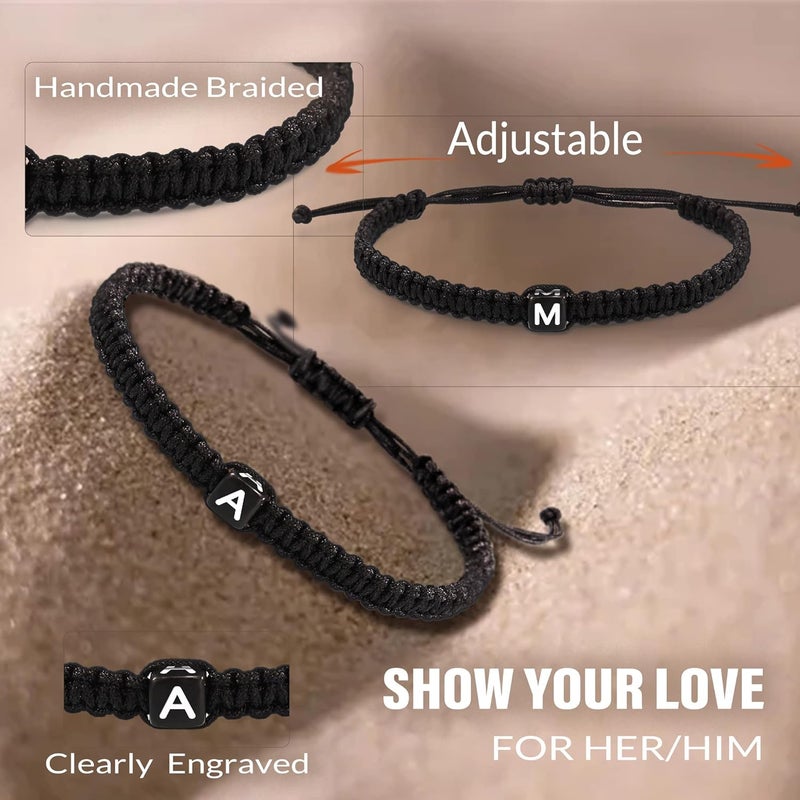 Btysun Initial Bracelets for Women Men Gifts for Her Teen Girl Best Friend Birthday Graduation Dainty Braided Bracelets Letter A-Z Charm Adjustable Link Mother's Day Jewelry Mom Christmas Gifts Valentine's Day Jewelry - Image 2